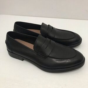 FERRAGAMO Leather Penny Loafers Black Loafers for Men Size 12E